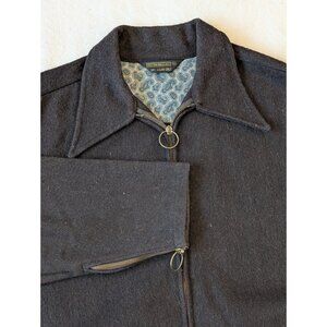 Sears Vintage 60s Men's Wool Pull Over O-Ring Zip Brown Knit Sweater Size XL